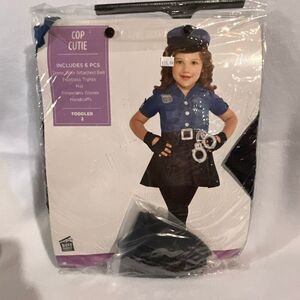Party City Toddler Blue Black Girls Officer Cutie Cop Halloween Costume 2 NWT